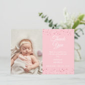 Baby Girl Script Dankuwel Liefde Foto geboorte Aankondiging (Staand voorkant)