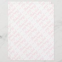 Baby Girl Script in licht roze scrapboogpapier