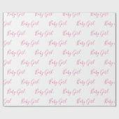 Baby Girl Script Pink Shower Wrapping Paper Cadeaupapier (Vlak)