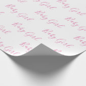 Baby Girl Script Pink Shower Wrapping Paper Cadeaupapier (Hoek)