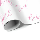 Baby Girl Script Pink Shower Wrapping Paper Cadeaupapier (Rol Hoek)