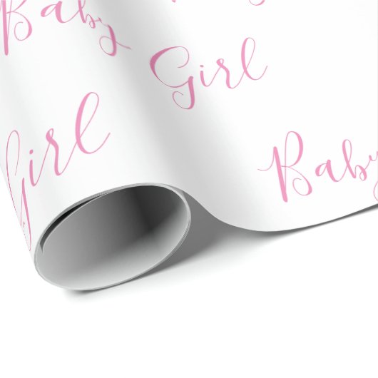 Baby Girl Script Pink Shower Wrapping Paper Cadeaupapier (Rol Hoek)