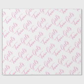 Baby Girl Script Roze Twin Girls Cadeaupapier (Vlak)