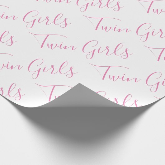 Baby Girl Script Roze Twin Girls Cadeaupapier (Hoek)
