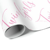Baby Girl Script Roze Twin Girls Cadeaupapier (Rol Hoek)