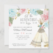 Baby Girl Shower Adventure Begin met de muis Groen Kaart (Voorkant)