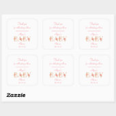 Baby Girl Shower Bedankt Vierkante Sticker (Vel)