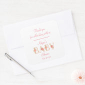 Baby Girl Shower Bedankt Vierkante Sticker (Envelop)