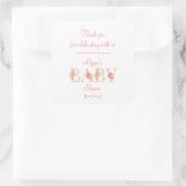 Baby Girl Shower Bedankt Vierkante Sticker (Tas)