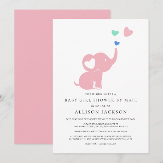 Baby Girl Shower beroemd gemaakt door Mail Pink El Kaart (Voorkant / Achterkant)