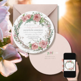 Baby Girl Shower BOHO Waterverf Flower Wreater Kaart