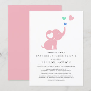 Baby Girl Shower by Mail Pink Elephant Kaart