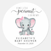 Baby Girl Shower Cute Elephant Ronde Sticker (Voorkant)