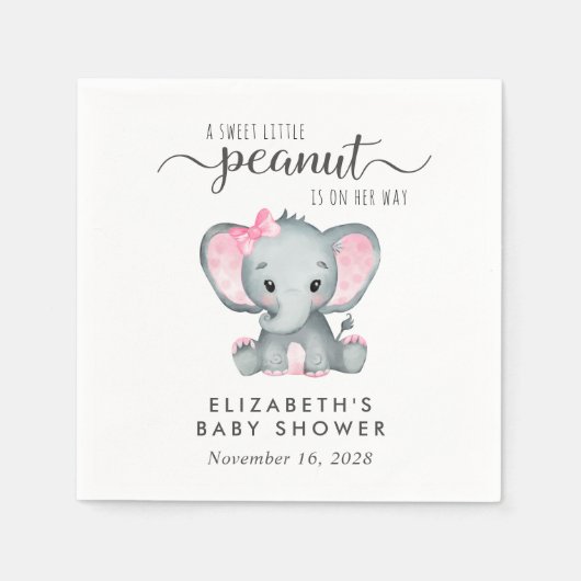 Baby Girl Shower Cute Elephant Servet (Voorkant)