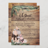 Baby Girl Shower Cute Rustic Winter Deer Kaart (Voorkant / Achterkant)