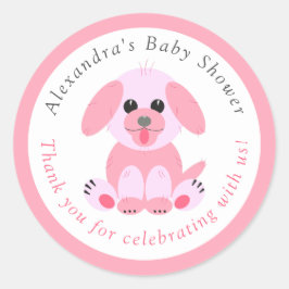 Baby Girl Shower Dank je persoonlijk puppy roze Ronde Sticker