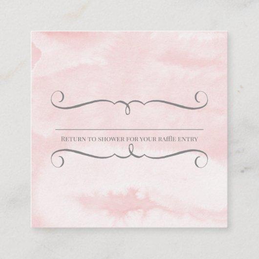 Baby Girl Shower Diaper Raffle Elephanes in Foliag Vierkante Visitekaartje (Achterkant)