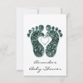 Baby Girl Shower Feet White Minimalism Blauwgroen Kaart (Achterkant)