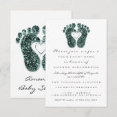 Baby Girl Shower Feet White Minimalism Blauwgroen Kaart (Voorkant / Achterkant)