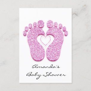 Baby Girl Shower Feet White Minimalism Pink Kaart