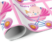Baby Girl Shower Gift Wrap Cadeaupapier (Rol Hoek)