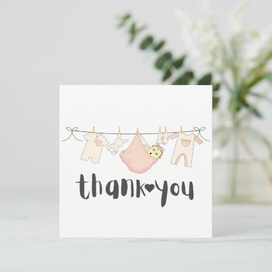 Baby Girl Shower Hartelijk dank Bedankkaart (Staand voorkant)