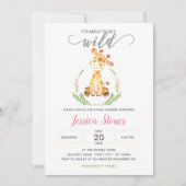 Baby Girl Shower Invitations Giraffe Oerwoud Dier Kaart (Voorkant)