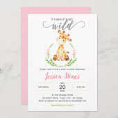 Baby Girl Shower Invitations Giraffe Oerwoud Dier Kaart (Voorkant / Achterkant)