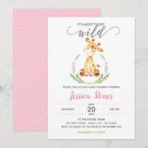 Baby Girl Shower Invitations Giraffe Oerwoud Dier