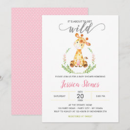 Baby Girl Shower Invitations Giraffe Oerwoud Dier Kaart