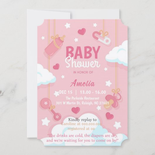 Baby girl shower Kaart (Voorkant)