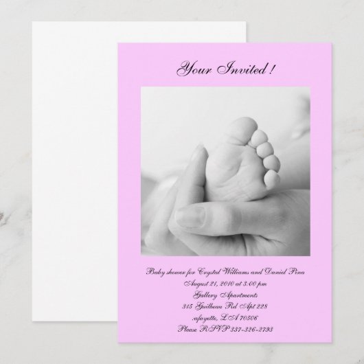  Baby girl shower Kaart (Voorkant / Achterkant)