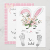 Baby Girl Shower met Cute Bunny Kaart (Voorkant / Achterkant)