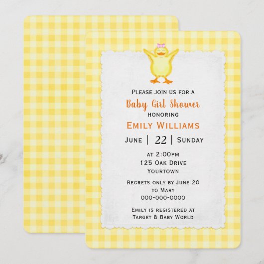 Baby Girl Shower met deuking Kaart (Voorkant / Achterkant)