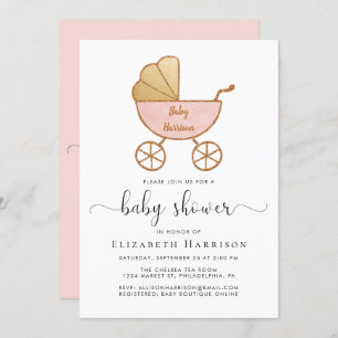 Baby Girl Shower met Virtual Option Roze Kaart