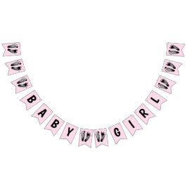 Baby Girl Shower met voetafdrukken Vlaggetjes