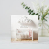 Baby Girl Shower met wit Wieg en wolk Kaart (Staand voorkant)
