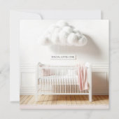 Baby Girl Shower met wit Wieg en wolk Kaart (Voorkant)