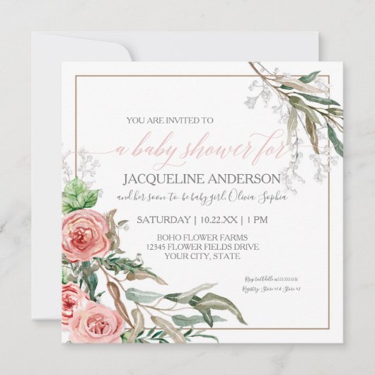 Baby Girl Shower Modern BOHO Arrows Waterverf Kaart (Voorkant)