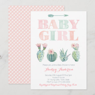 Baby Girl Shower of Sprinkle met Desert Cacti Kaart