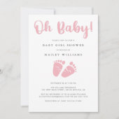 Baby girl shower | Oh Baby roze Baby voeten Kaart (Voorkant)