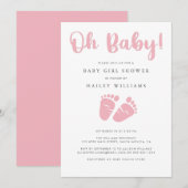  Baby girl shower | Oh Baby roze Baby voeten Kaart (Voorkant / Achterkant)