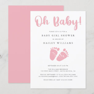  Baby girl shower   Oh Baby roze Baby voeten Kaart