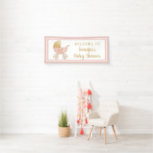Baby Girl Shower Pink Carriage Welkom Spandoek (Insitu)