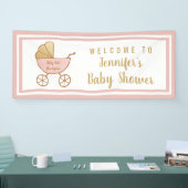 Baby Girl Shower Pink Carriage Welkom Spandoek (Beurs)