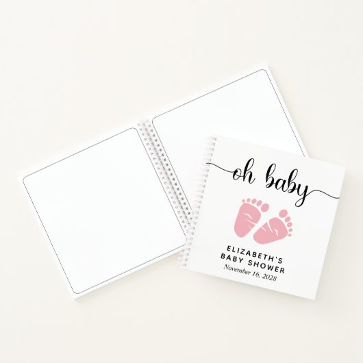 Baby Girl Shower Pink Feet Guest Book Notitieboek (Binnen)