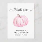 Baby Girl Shower Pink Pumpkin Hartelijk dank Briefkaart (Voorkant)