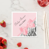 Baby Girl Shower Pink Ribbon and Lace Zebra Print Servetten (Insitu)