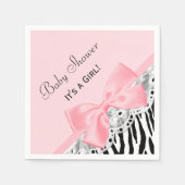 Baby Girl Shower Pink Ribbon and Lace Zebra Print Servetten (Voorkant)