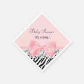 Baby Girl Shower Pink Ribbon and Lace Zebra Print Servetten (Hoek)